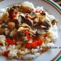 Piers z kurczaka, pieczarki,papryka. A'la risotto. Szybki, smaczny obiad.