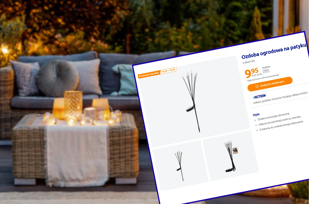 Ta ozdoba LED z Action zrobi bajeczny efekt za 9,95 zł! Wbijesz ją, gdzie chcesz, zero kabli i idealna na każdą pogodę