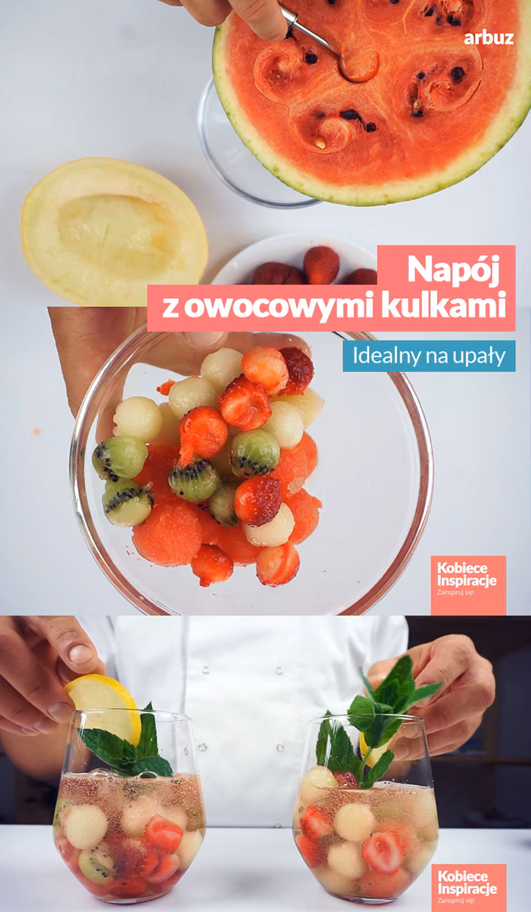 Napój z owocowymi kulkami