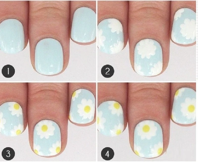 Stokrotkowy manicure