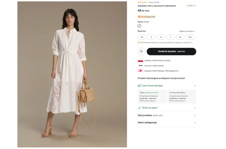 Zdjęcie Ta sukienka z Sinsay za 60 zł to pewniak na Komunię i Chrzciny! Ażurowe detale dodają elegancji - krój dla każdej sylwetki #1