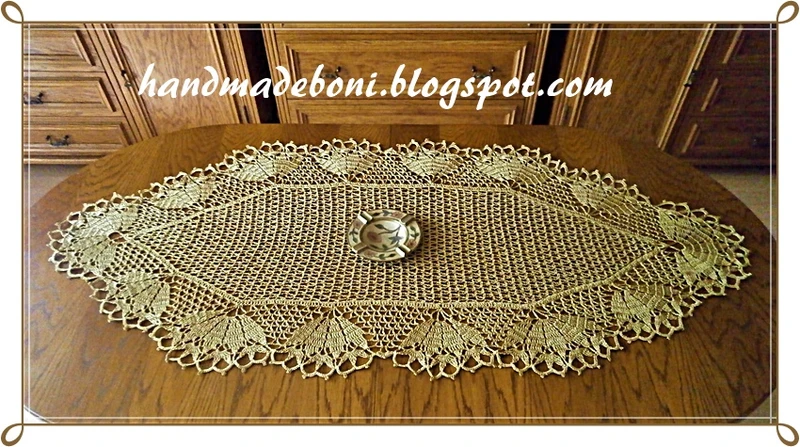 Bieżnik w kolorze starego złota 120/60 cm. Zrób razem ze mną :-)