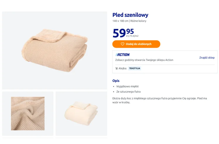 Zdjęcie Ten pled z Action za 59 zł to hit na Dzień Babci i Dziadka! Wyjątkowo miękki, urocza faktura - otuli w chłodne dni i ozdobi kanapę #1