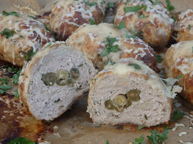 Pieczone roladki z fasolką szparagową