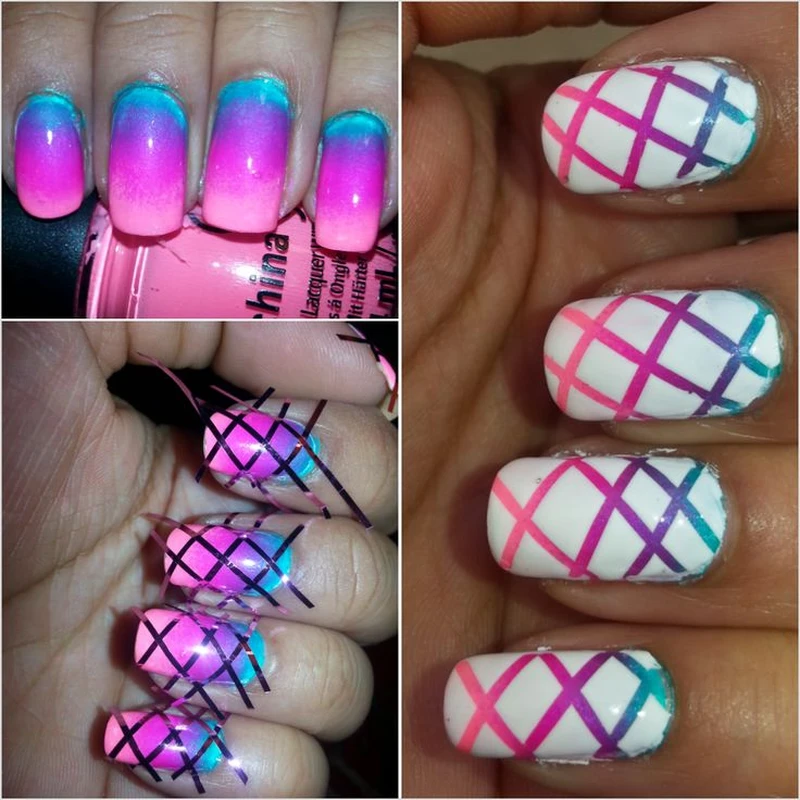 Kolorowy manicure w paseczki