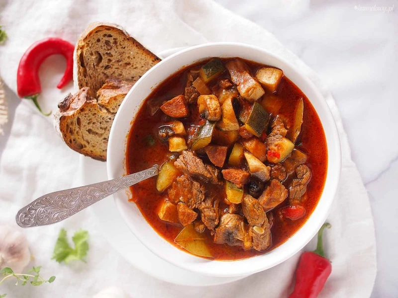 Beef, chorizo and zucchini stew