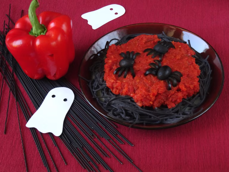 Makaron z czarnej fasoli na Halloween