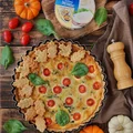 Tarta z dynią, serkiem kremowym, szpinakiem, łososiem