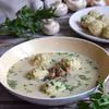 Zupa pieczarkowa z ryżowymi knedelkami