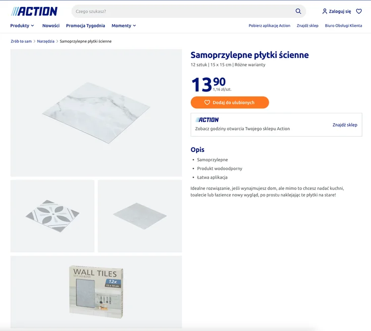 Zdjęcie Samoprzylepne płytki ścienne za 13,90 zł z Action to hit! Metamorfoza kuchni lub łazienki w 15 minut – efekt jak z katalogu #1