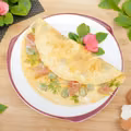 Omlet francuski z szynką parmeńską i bobem