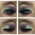 Kolorowy, mocno połyskujący make up