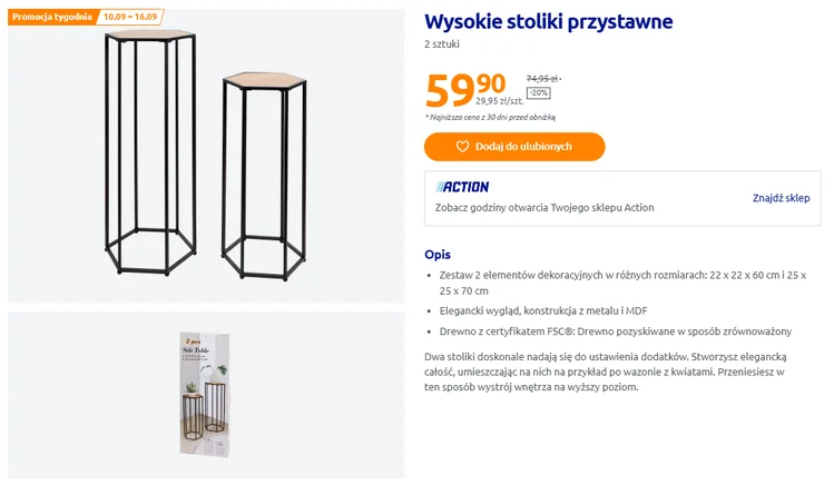 Zdjęcie Te wysokie geometryczne stoliki z Action zrobią mega efekt w salonie! 2 sztuki za 59 zł, lekkie i praktyczne #1