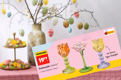 Te świeczniki z Biedronki za 19 zł zrobią efekt wow na wielkanocnym stole! Oryginalne nóżki, kwiatowe kielichy i kolorowe szkło to hit