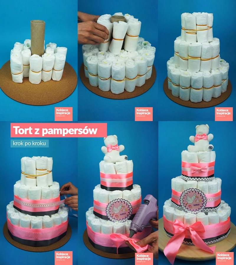 Tort z pampersów - krok po kroku