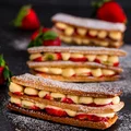 Millefeuille z truskawkami i kremem waniliowym