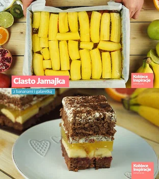 Ciasto Jamajka z bananami i galaretką