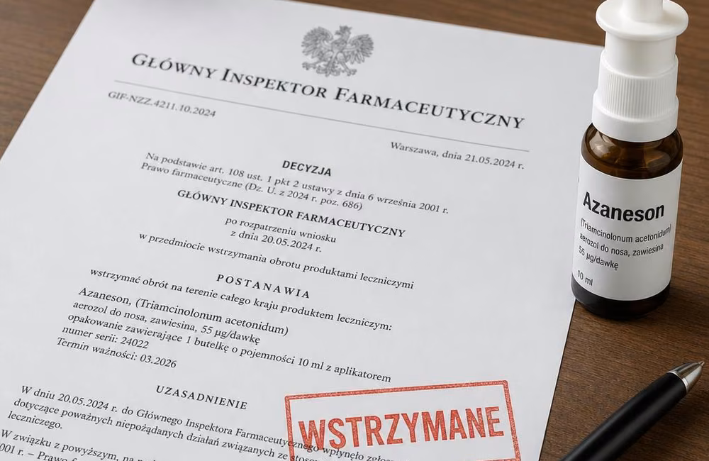 GIF wstrzymuje obrót leku Azaneson w całej Polsce — decyzja nr 14/WS/2026