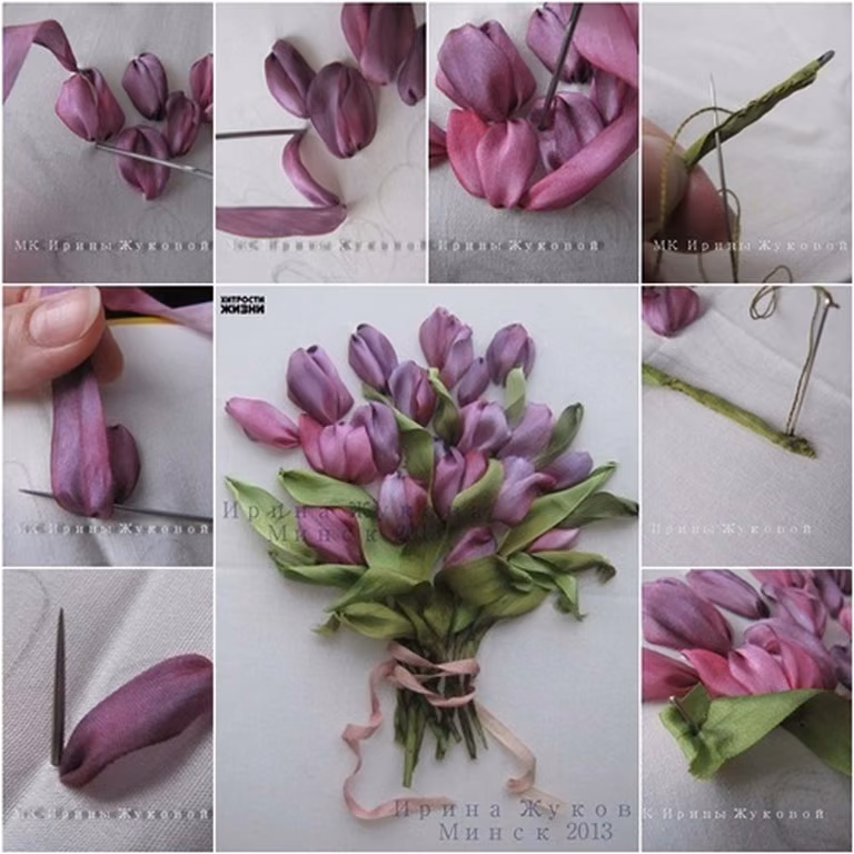 Tulipany - pomysłowe wyszywanie