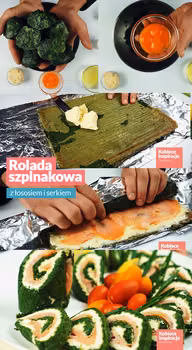 Rolada szpinakowa z łososiem i serkiem