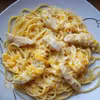 Spaghetti z kurczakiem w sosie pomarańczowym