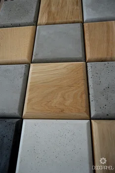 Panele kwadratowe ścienne z betonu architektonicznego i drewna 3D