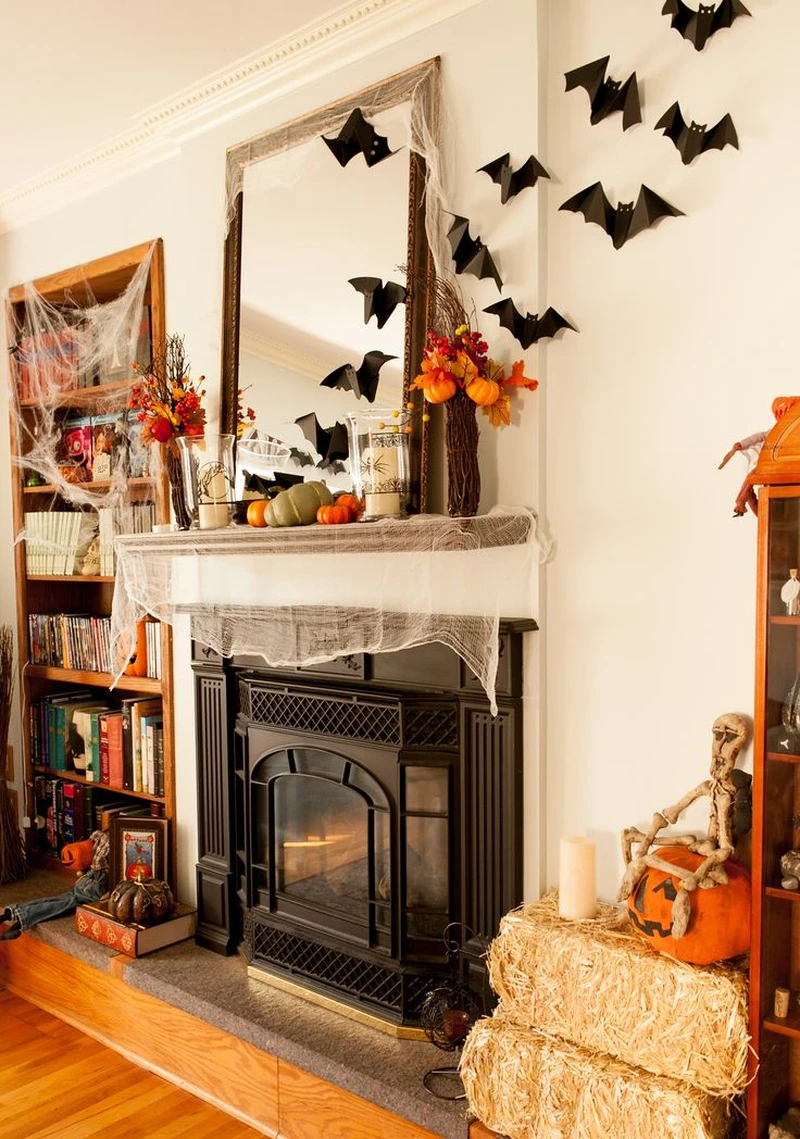 Dekoracje - kominek na Halloween