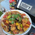 Grillowane krewetki z warzywami