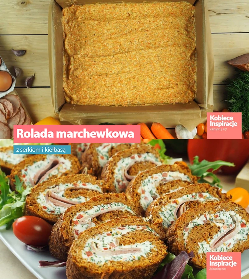 Rolada marchewkowa z serkiem i kiełbasą