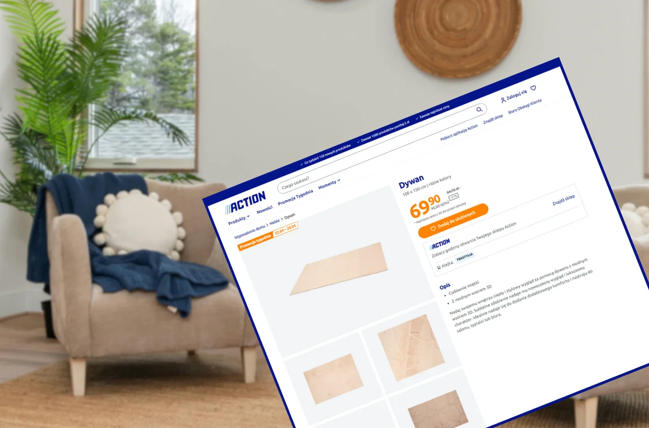 Ten dywan z Action odmieni nudny pokój! Stonowane kolory, bosko miękki, a wzór 3D robi robotę - teraz w promocji