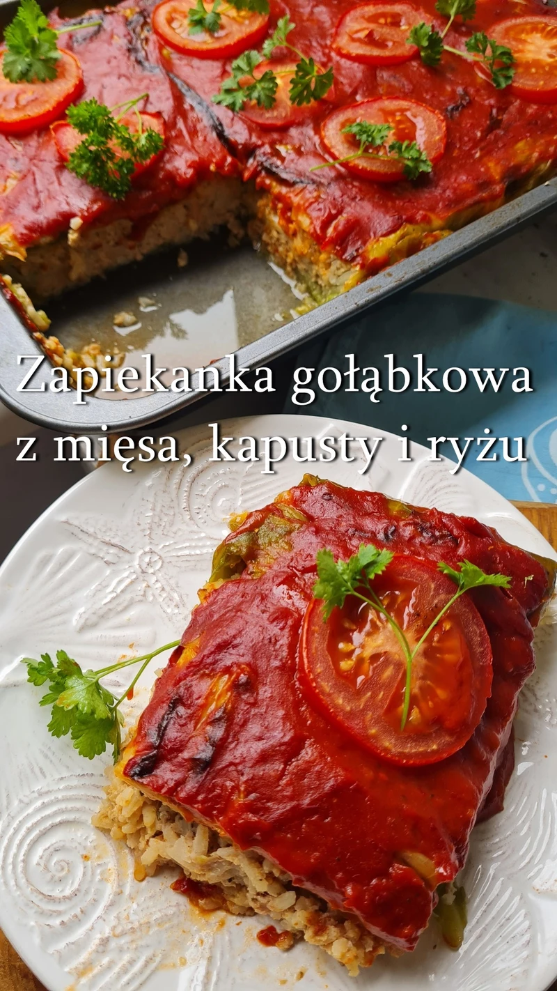 Zapiekanka z mięsa kapusty i ryżu. Zapiekanka gołąbkowa