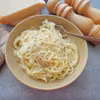 Spaghetti z sosem porowym