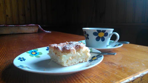 ciasto z jabłkami i budyniem