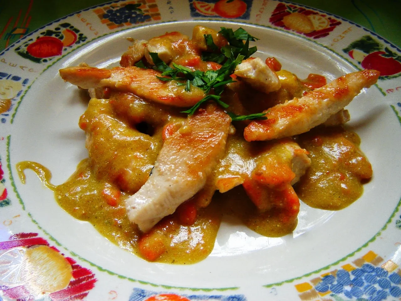 Imbirowy kurczak curry z rabarbarem