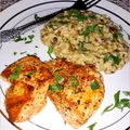 Soczysty paprykowy kurczak z pieczarkowym risotto