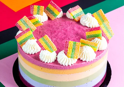 Tęczowy sernik na zimno