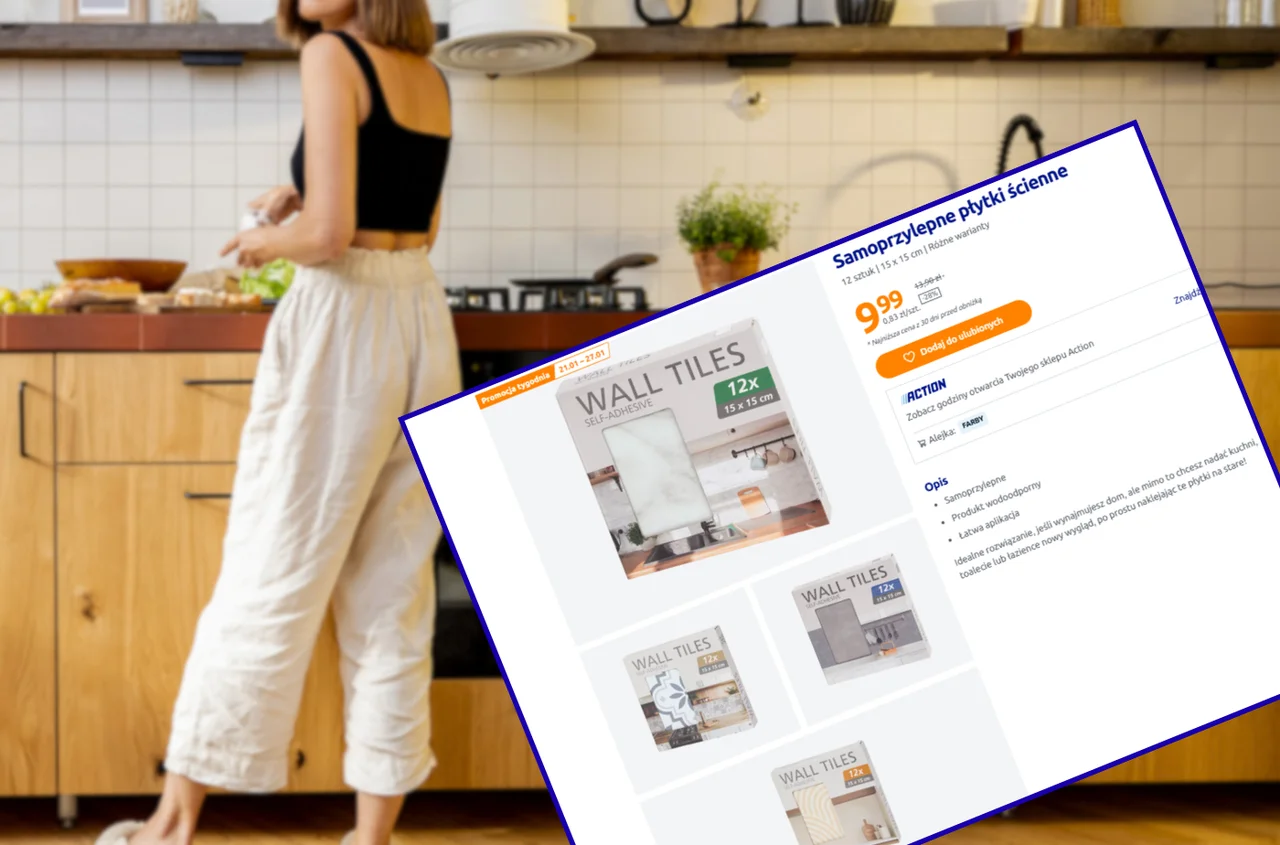 Te płytki z Action za 9,99 zł odmienią nudną kuchnię! Samoprzylepne, metamorfoza w jeden wieczór, bez bałaganu i fachowców