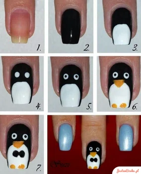 Paznokcie pingwiny :)