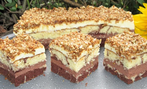 HIT Ciasto Noce i dnie-dwukolorowe z kremem i słonecznikiem, łatwe i efektowne +FILM