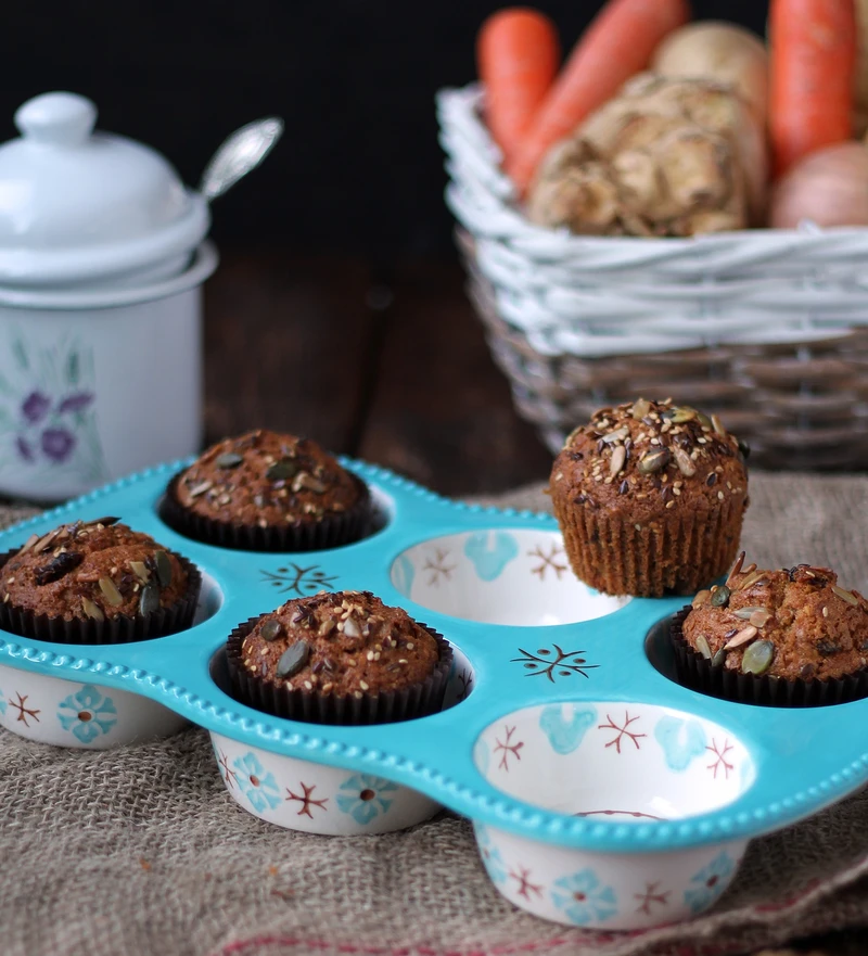 Muffiny marchewkowe z ziarnami