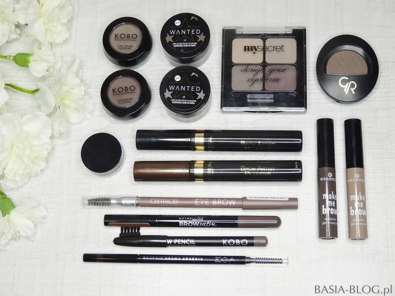 Przegląd produktów do brwi (cienie, pomady, kredki, żele/maskary)