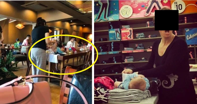 Ta kobieta przewijała dziecko w restauracji przy gościach! Zdjęcie wywołało burzę w internecie