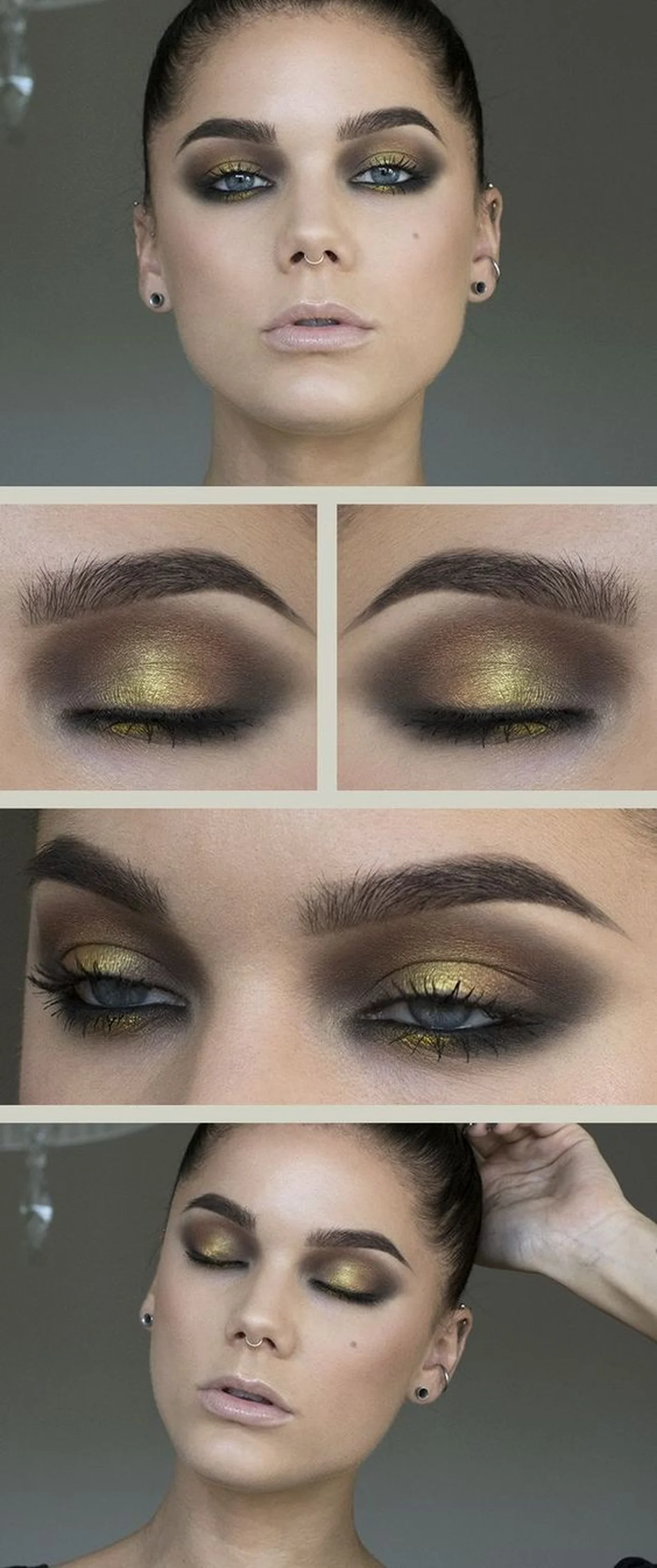 Złoty smokey eye