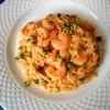 Makaron orzo z krewetkami i groszkiem