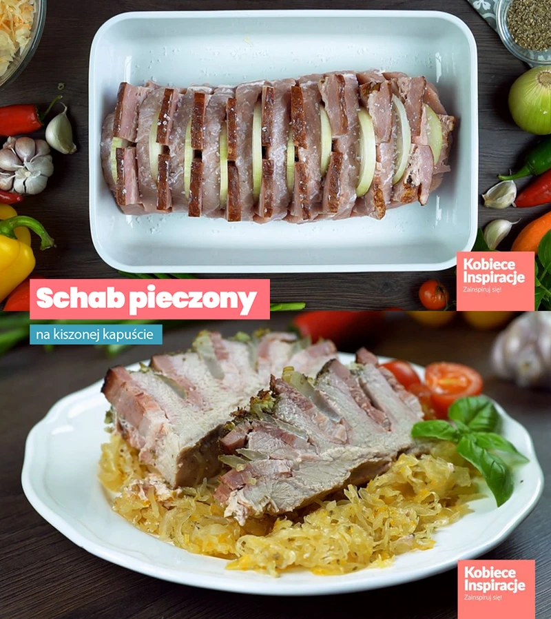 Schab pieczony na kiszonej kapuście