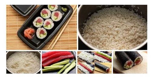 Maki sushi z łososiem i ogórkiem