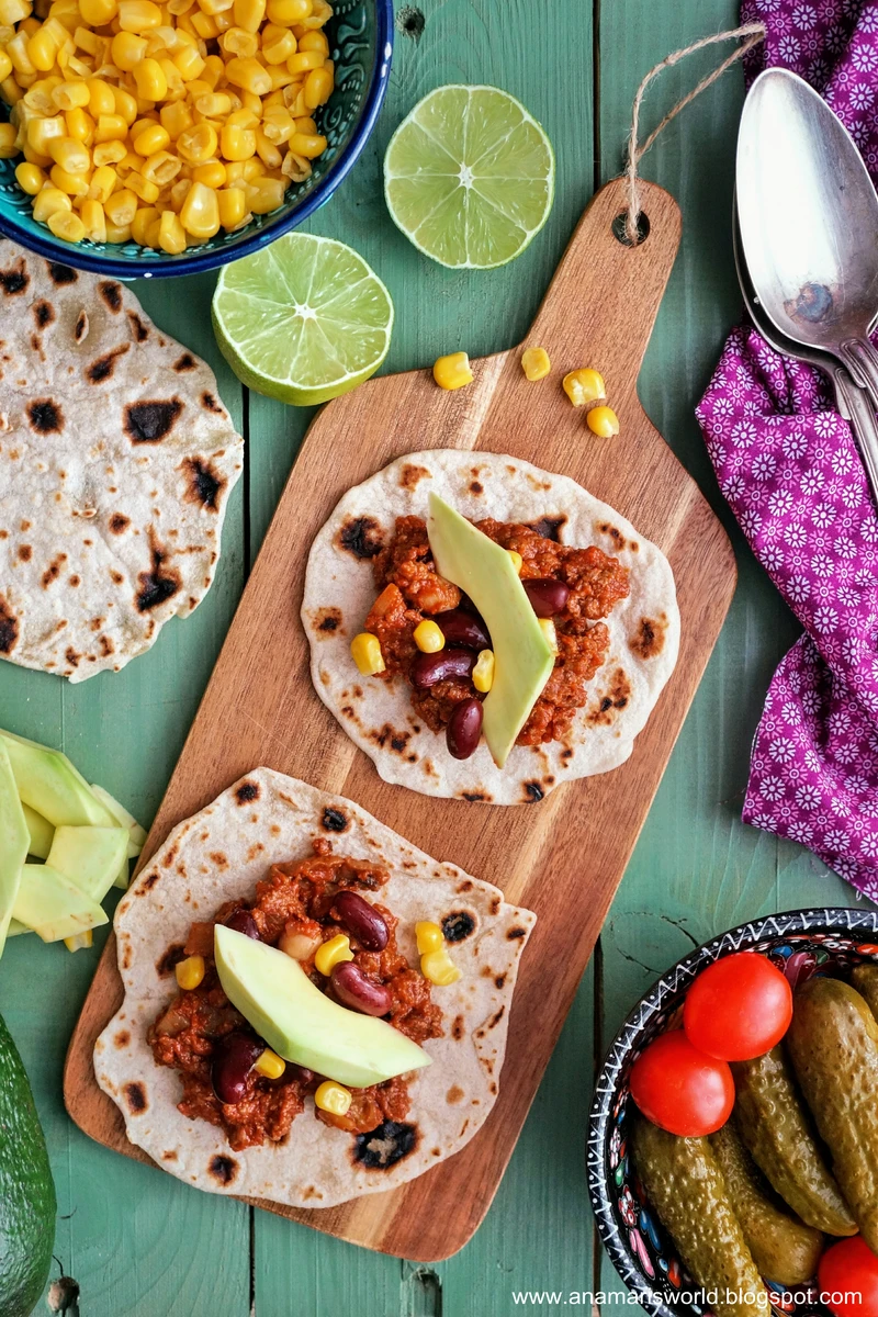 Tacos z chili con carne