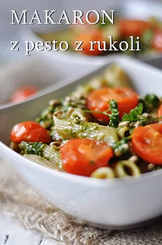 Makaron z pesto z rukoli.