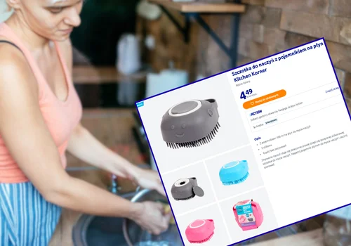 Ten gadżet z Action za 4 zł odmieni mycie naczyń i łazienki! Pojemnik na płyn, sylikonowe włoski - dokładne czyszczenie bez zarysowań