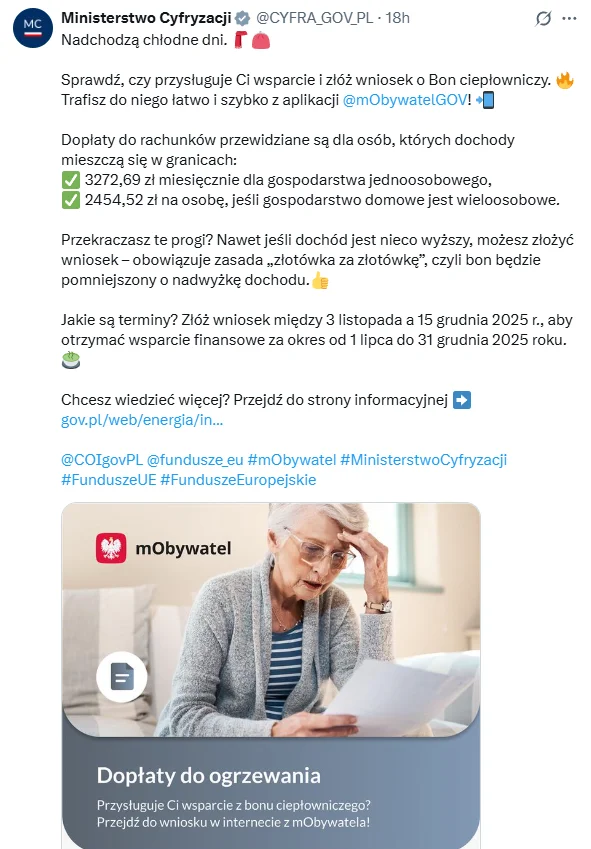 Zdjęcie 1750 zł dopłaty do ogrzewania! Ministerstwo wydało komunikat i przypomina, że ruszył nabór wniosków #1